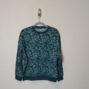 NWT Puma Green Floral Relaxed Fit Sweatshirt Size Large